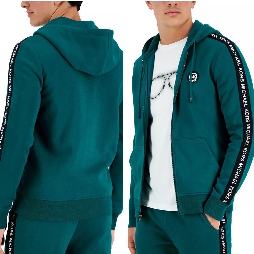 MICHAEL KORS Men's LOGO Tape FLEECE Hoodie L